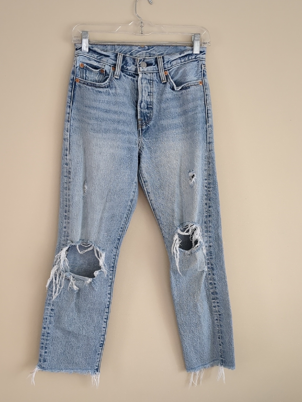 25 Levi Light Wash Distressed Denim Jeans Button Fly